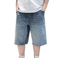 thumbnail image 1 of Boys Baggy Jean Shorts Loose Fit Vintage Wide Leg Jorts Y2K Streetwear Hip Hop Casual Denim Shorts Teen Elastic Waist Bermuda, 1 of 8