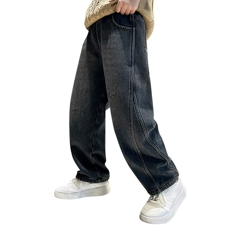 アンスクリア】DENIM BAGGY PANTS - BLACK USED Boys Baggy Iconic Denim Carpenter Pants - Black Wash