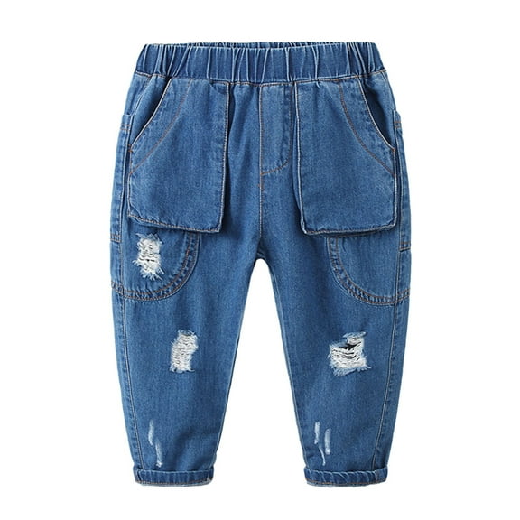 Boys Baggy Jeans Ripped Jogger Pants ForBoys Straight Waist Casual with Pocket Classic Fit Pull-On Beach Pants 3-4 Years