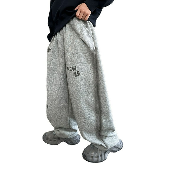 Boys Baggy Jeans for Teen 2025 Fall Clothes Straight Elastic Waist Wide Leg Y2K Cargo Denim Pants with Multi Pockets Casual Bottom (O-Grey, 13-14 Years)