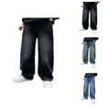 thumbnail image 1 of Boys Baggy Jeans Y2k Skater Vintage Plain Pants Casual Wide Leg Loose Fit Denim Hop Jean, 1 of 8