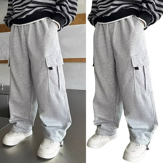 Boys Baggy Sweatpants Boys Jogger Pants Cotton Sweatpant with Pocket Drawstring Boy Uniform Pants Back To School Outfits Teen Boy Pants 11-12 Years