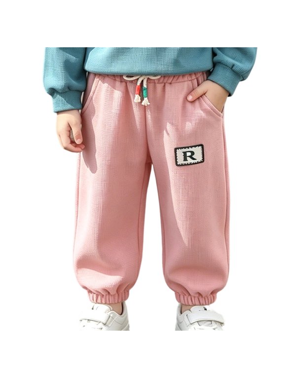 Boys' Baggy Sweatpants Letter Patched Wide Leg Pants Elastic Waist Long Trousers Joggers Trendy Baby Back to School Clothes