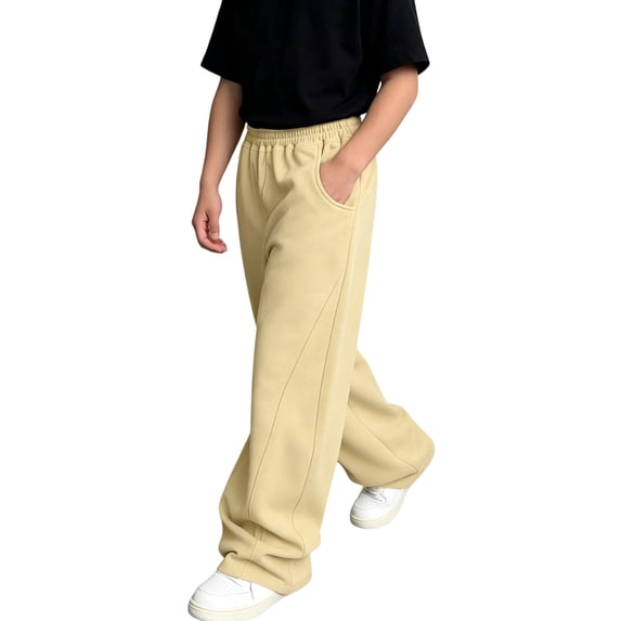 Boys Baggy Sweatpants Open Bottom Straight Leg Sweat Pant Size 4-15T
