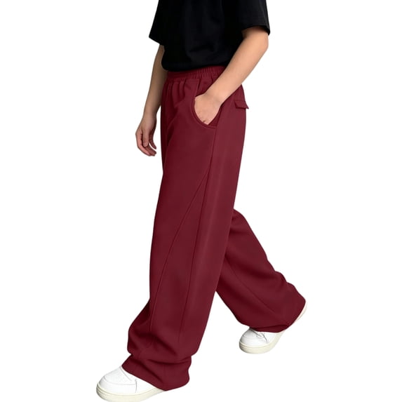 Boys Baggy Sweatpants Open Bottom Straight Leg Sweat Pant Size 4-15T