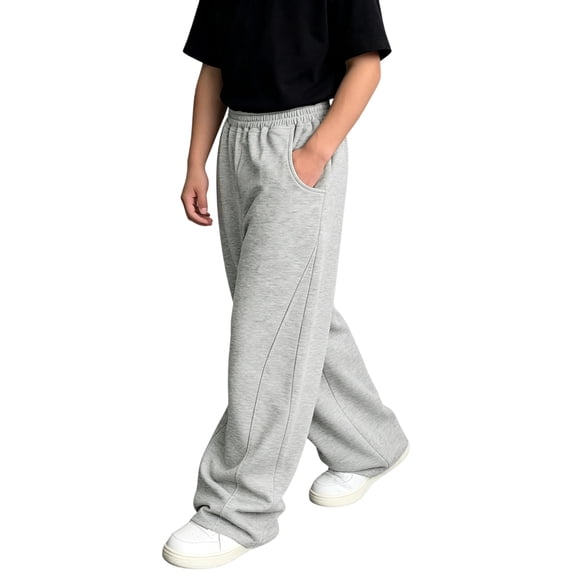 Boys Baggy Sweatpants Open Bottom Straight Leg Sweat Pant Size 4-15T