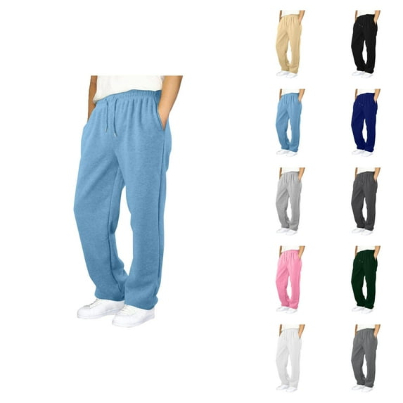 Boys' Baggy Sweatpants Straight Leg Open Bottom Casual Athletic Joggers with Elastic Waist and Pockets