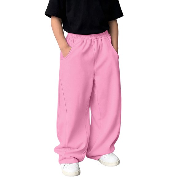 Boys Baggy Sweatpants Straight Leg Open Bottom Casual Joggers Pants with Pockets Fall Winter 4-15 Years