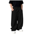 thumbnail image 1 of Boys Baggy Sweatpants Straight Leg Open Bottom Casual Joggers Pants with Pockets Fall Winter 4-15 Years, 1 of 8