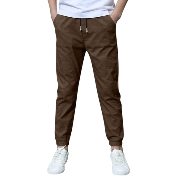 Boys' Baggy Sweatpants Straight Leg Open Bottom Casual Pants Elastic Waist Athletic Joggers Sweaš Pants Pockets Linen Pant