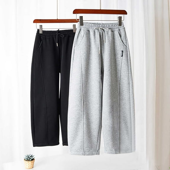 Boys Baggy Sweatpants Straight Leg Open Bottom Casual Sweat Pants Elastic Waist Joggers Pants with Pockets Fall Winter