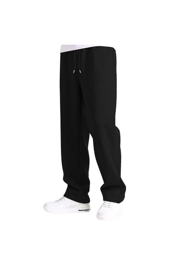 Boys Baggy Sweatpants Straight Leg Open Bottom Sweatpants with Pockets Teens Loose Fit Elastic Waist Sweat Pants Black XL