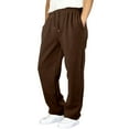 thumbnail image 1 of Boys Baggy Sweatpants Straight Wide Leg Open Bottom Casual Pants Elastic Drawstring Waist Workout Athletic Joggers Pockets Sweat Pants (Brown, 9-10 Years), 1 of 5