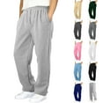thumbnail image 1 of Boys Baggy Sweatpants Straight Wide Leg Open Bottom Casual Pants Elastic Waist Workout Athletic Joggers Pockets Solid Sweat Pants (Black,11-12 Years), 1 of 8