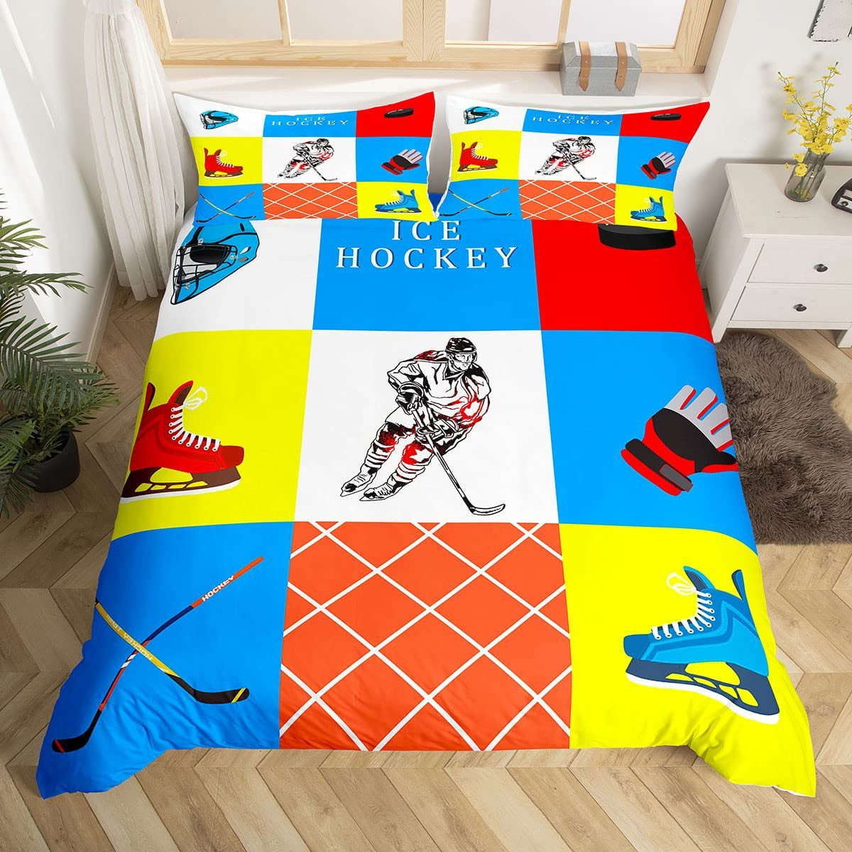Boys Ball Sports Themed Bedding Set Twin Size Baseball Bat Soccer and