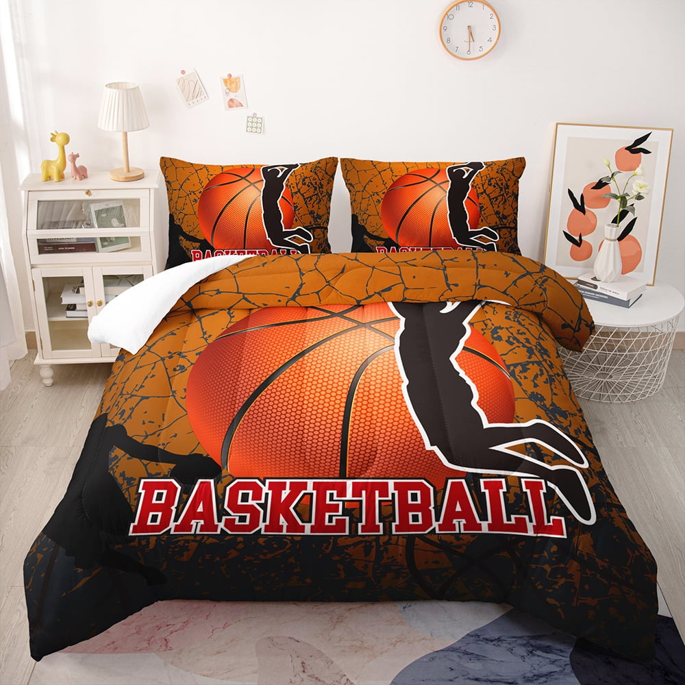 Boys Ball Sports Themed Bedding Set Twin Size Baseball Bat Soccer and