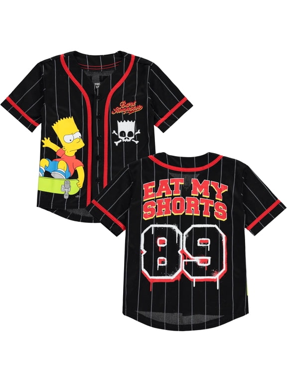 Boys Bart Simpson Baseball Jersey T-Shirt - Little and Big Boys Sizes 4-20 Black