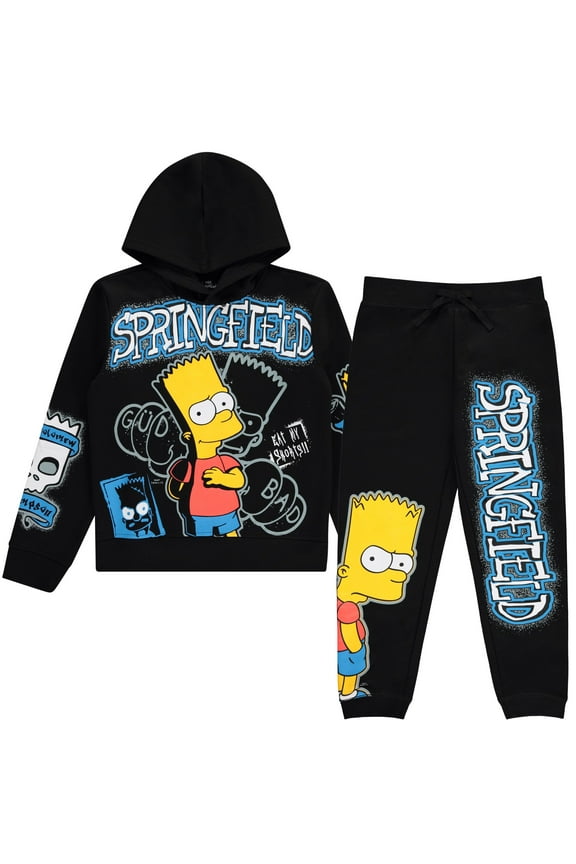 Boys Bart Simpson Hoodie and Jogger Sweatpants Clothing Set- Little and Big Boys Sizes 4-20