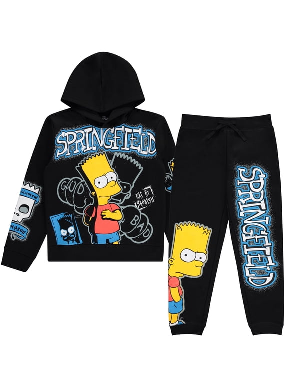 Boys Bart Simpson Hoodie and Jogger Sweatpants Clothing Set- Little and Big Boys Sizes 4-20