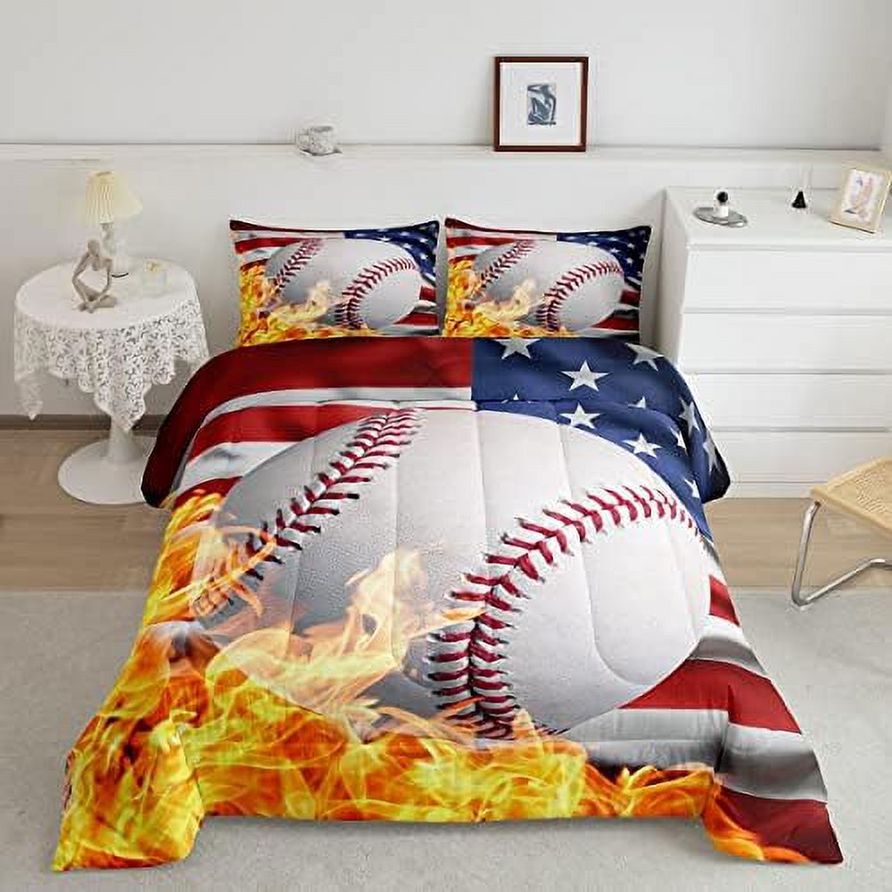 Boys Baseball Comforter Set Kids Sports Game All Season Down Comforter