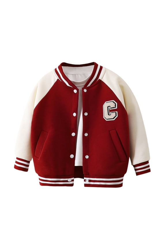 Boys Baseball Jacket Autumn Thickened Design Casual Outerwear Street Style Kids Coat Boys Girls Youth Everyday Outdoor Fashion Layering Jacket