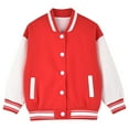 thumbnail image 1 of Boys Baseball Jacket Solid Color, Button Up Casual Sports Sweatshirt for Fall Season, for 3-12 Years, 1 of 2