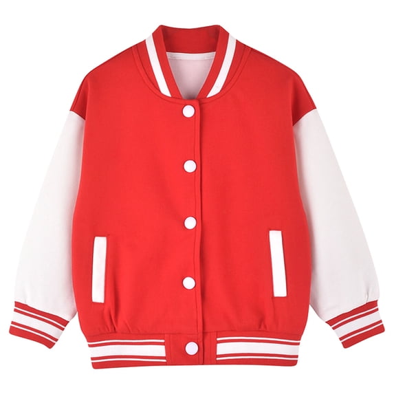 Boys Baseball Jacket Solid Color, Button Up Casual Sports Sweatshirt for Fall Season, for 3-12 Years