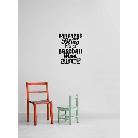 Boys Baseball Mom Things Cute Sports Wall Decal Decoration Ballparks Bling Baseball Mom Thing Cute Lettering Lasts Years and Easily Removable - Size: 5 In(W) x 10 In(H)