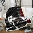 thumbnail image 1 of Boys Baseball Vintage USA Flag Throw Blanket for Girls & Kids - Fuzzy Fleece Retro Decor Blanket 40"X50", 1 of 5