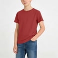 thumbnail image 1 of Boys Basic T-Shirt Short Sleeve Round Neck Plain Tee Regular Fit Soft Jersey Knit Top Back to School Sports Daily Casualwear Outfits for Teen, 1 of 7