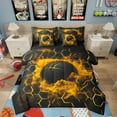 thumbnail image 1 of Basketball 7 Piece Bed in a Bag Full,Gold Neon Honeycomb Bedding Set Bed Sheets Teens,Ball Game Lovers Comforter Set,Geometric Sports Theme Sheet Set with Comforter, 1 of 5