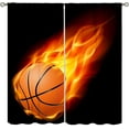 thumbnail image 1 of Boys Basketball Blackout Curtains for Kids Bedroom Living Room,Sports Theme Burning Basketball Print Pattern Thermal Insulated Darkening Curtain 2 Panel Set 55x63 Inch, 1 of 6