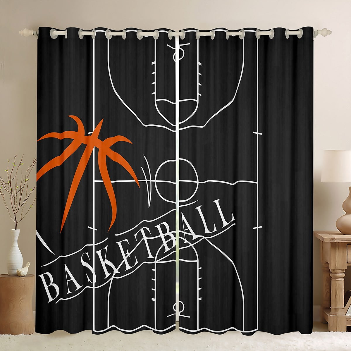 Boys Basketball Blackout Curtains for Kids Teens Sports Theme Curtains