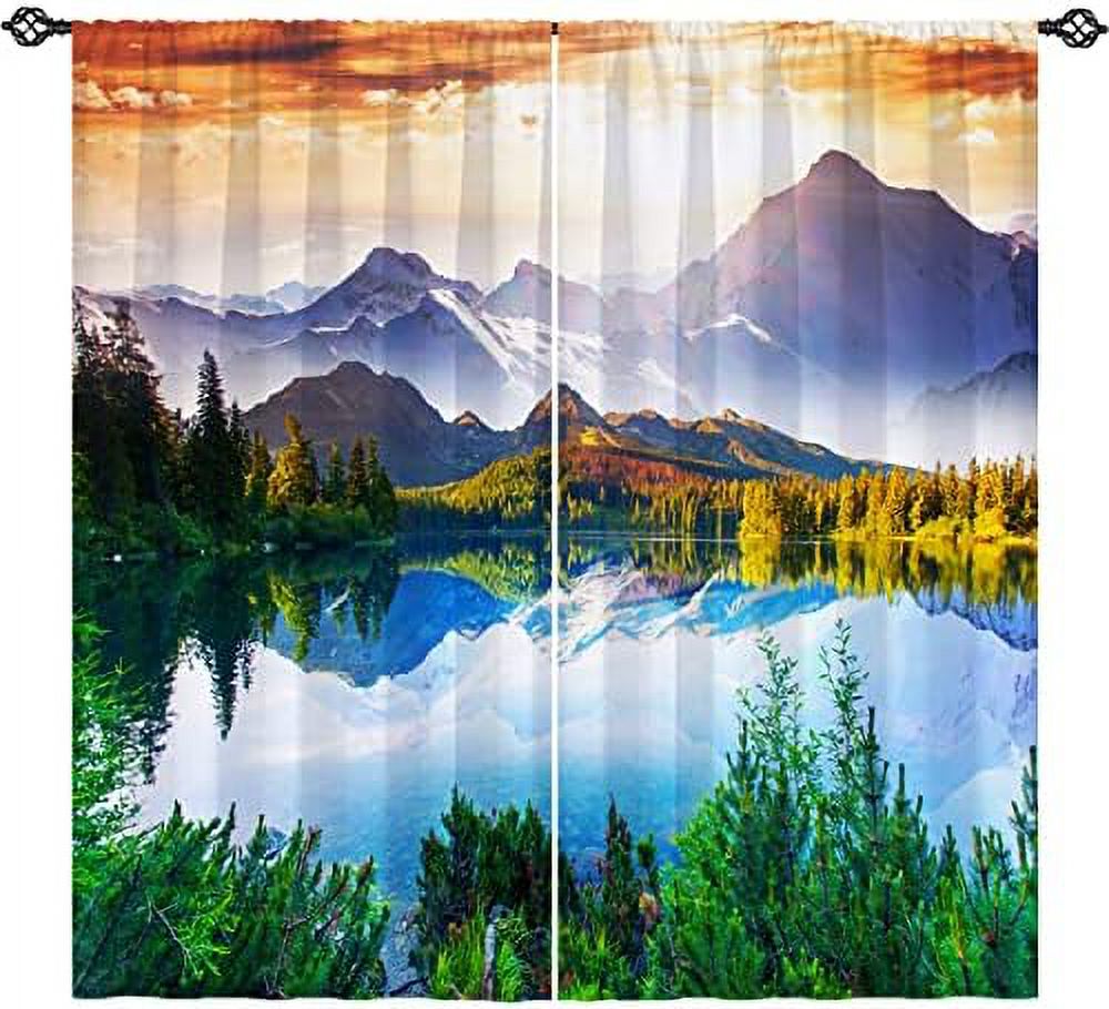 Boys Basketball Curtains Kids Sports Theme Window Drapes with Fire Ball Water Flame Splashing