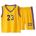 thumbnail image 1 of Boys Basketball Outfit Summer Sports Two Piece Set Sleeveless V Neck Top and Shorts Active Playwear for Kids, 1 of 4
