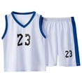 thumbnail image 1 of Boys Basketball Outfit Summer Sports Two Piece Set Sleeveless V Neck Top and Shorts Active Playwear for Kids, 1 of 4