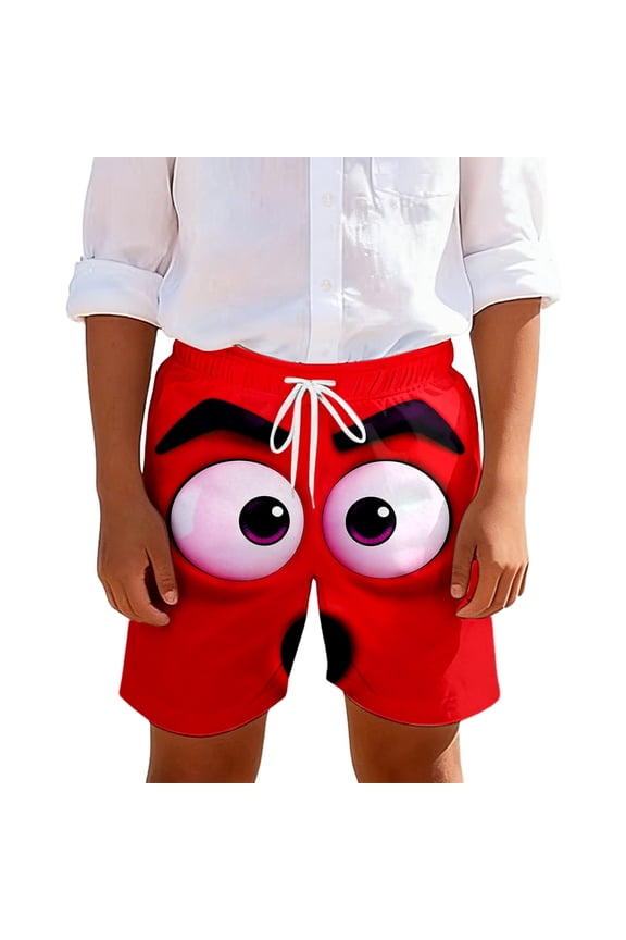 Boys Basketball Shorts Boys Casual Shorts With Playful Face Prints Comfortable Elastic Waist Playwear For Kids