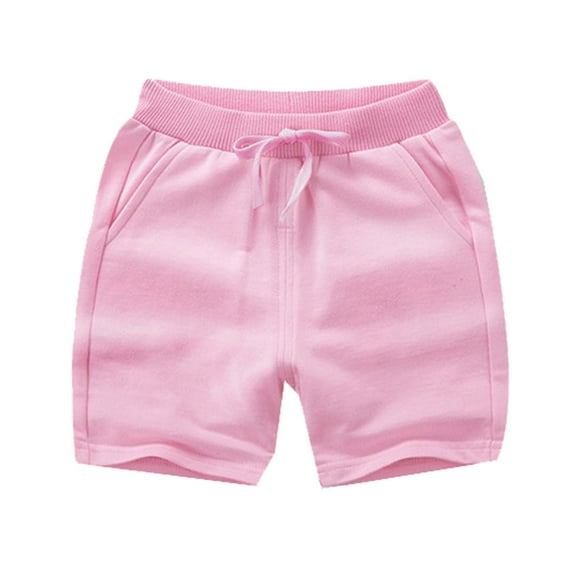 Boys Basketball Shorts Size 8 Elastic Waist Solid Color Short Pants Summer Daily Outerwear Pocket Shorts Soft and Comfortable Beach Shorts Z02-Pink 6-7 Years
