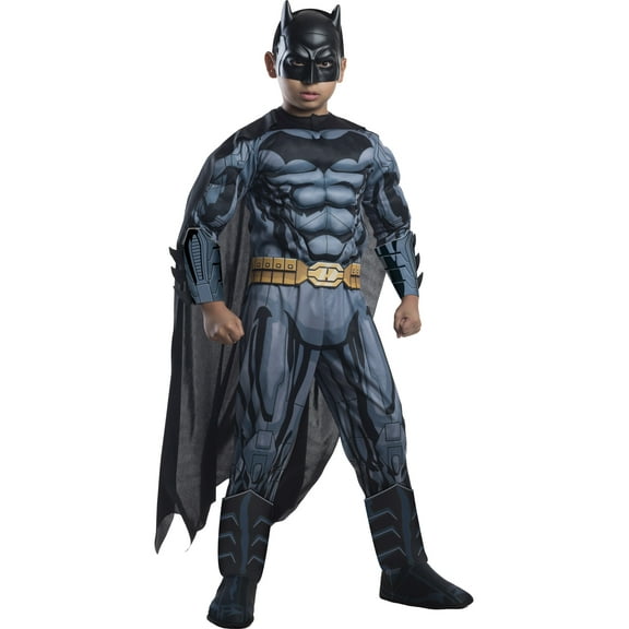 DC Comics Superheroes Batman Deluxe Muscle Chest Costume for Kids by Rubies, Boys Small