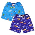 thumbnail image 1 of Boys Beach Shorts，2 pairs Kids Swimming Trunks with Dinosaur Patterns Toddler Board Shorts for 3-14 Years, 1 of 7