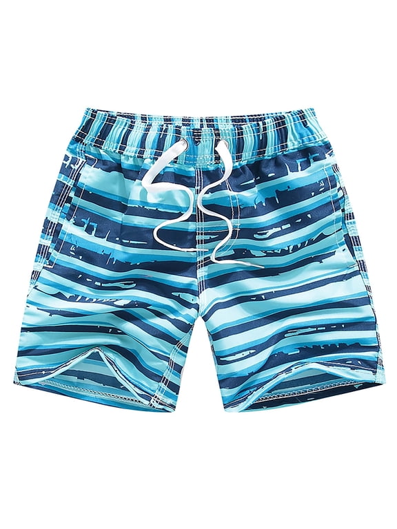 Boys Beach Shorts Kids Swimming Trunks with Mesh Lining Toddler Board Shorts Quick Dry Funny Printed Shorts for 3-14 Years