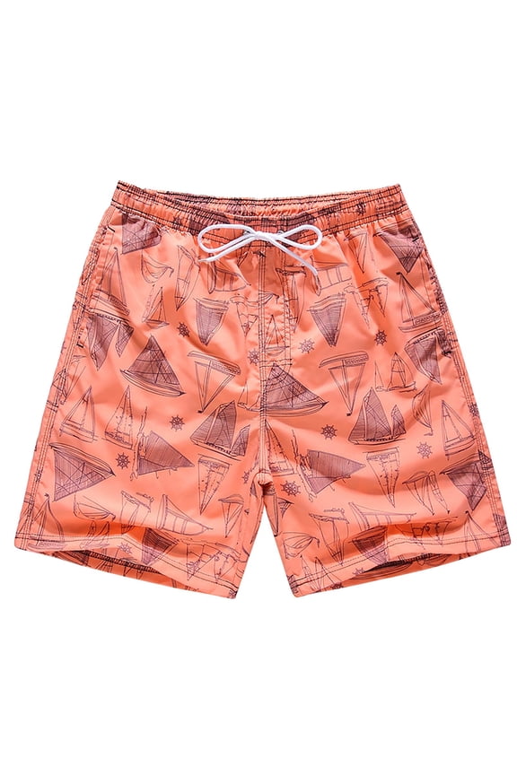 Boys Beach Shorts Kids Swimming Trunks with Mesh Lining Toddler Board Shorts Quick Dry Funny Printed Shorts for 3-14 Years