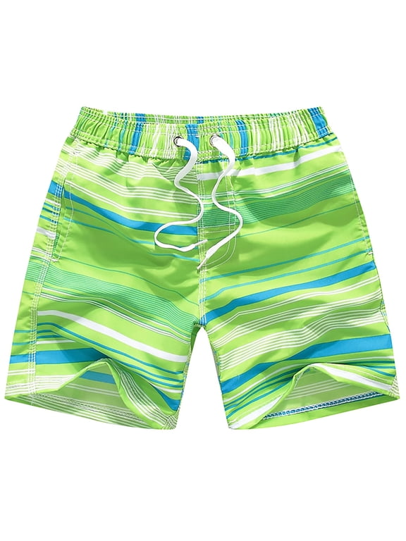 Boys Beach Shorts Kids Swimming Trunks with Mesh Lining Toddler Board Shorts Quick Dry Funny Printed Shorts for 3-14 Years