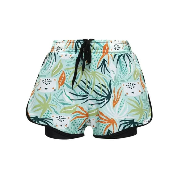 Boys Beach Swim Trunks Boxer Brief Liner Anti-Chafe Lightweight Swimwear Board Shorts Double Layer Quick Dry Swimsuits Green, 5 Years