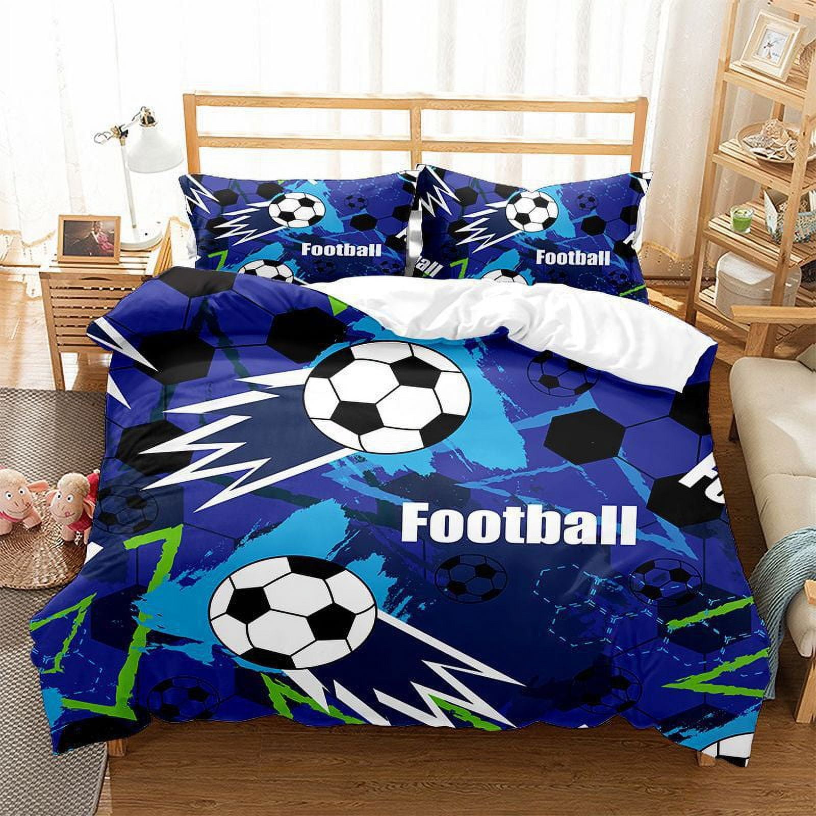 Boys Bedding Set Football Comforter Cover for Kids Girls Teens Sports