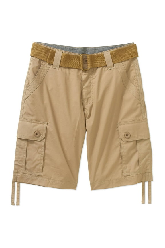 Boys' Belted Fashion Peached Poplin Cargo Shorts