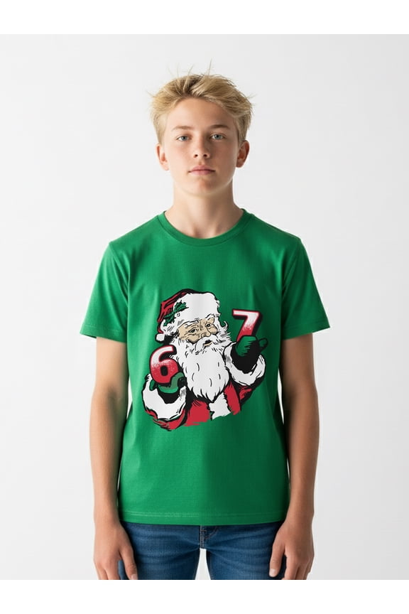 Boys' & Big Boys' Graphic Holiday T-Shirt, Santa 6 7, Sizes 4-18