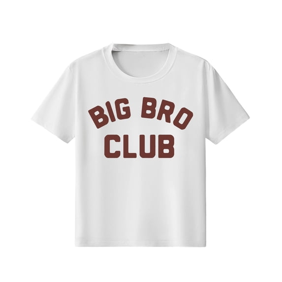 Boys Big Bro Short Sleeve T-Shirt, Promoted to Big Brother Crew Neck Tee, Casual Summer Top for Kids(White2,11-12 Years)