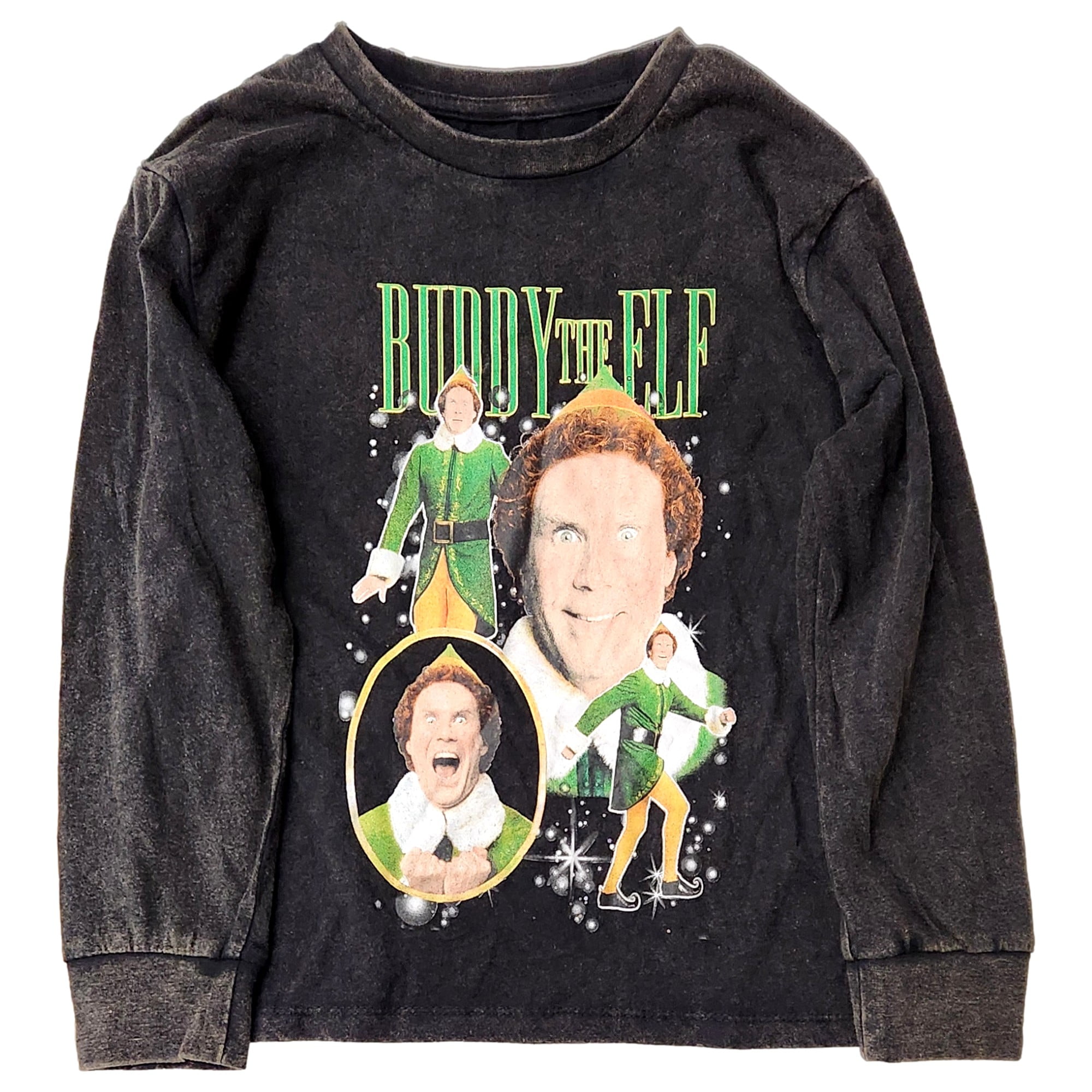 Boys Black Buddy The Elf Long Sleeve Christmas Tee Shirt T-Shirt Large ...