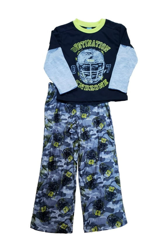 Boys Black Destination Endzone Shirt Flannel Camo Pant 2 Piece Pajama PJ Set M